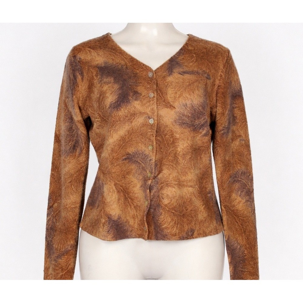 Deane & White Y2K Abstract Swirl Angora Lambswool Button Front Top SZ Medium - Picture 2 of 9